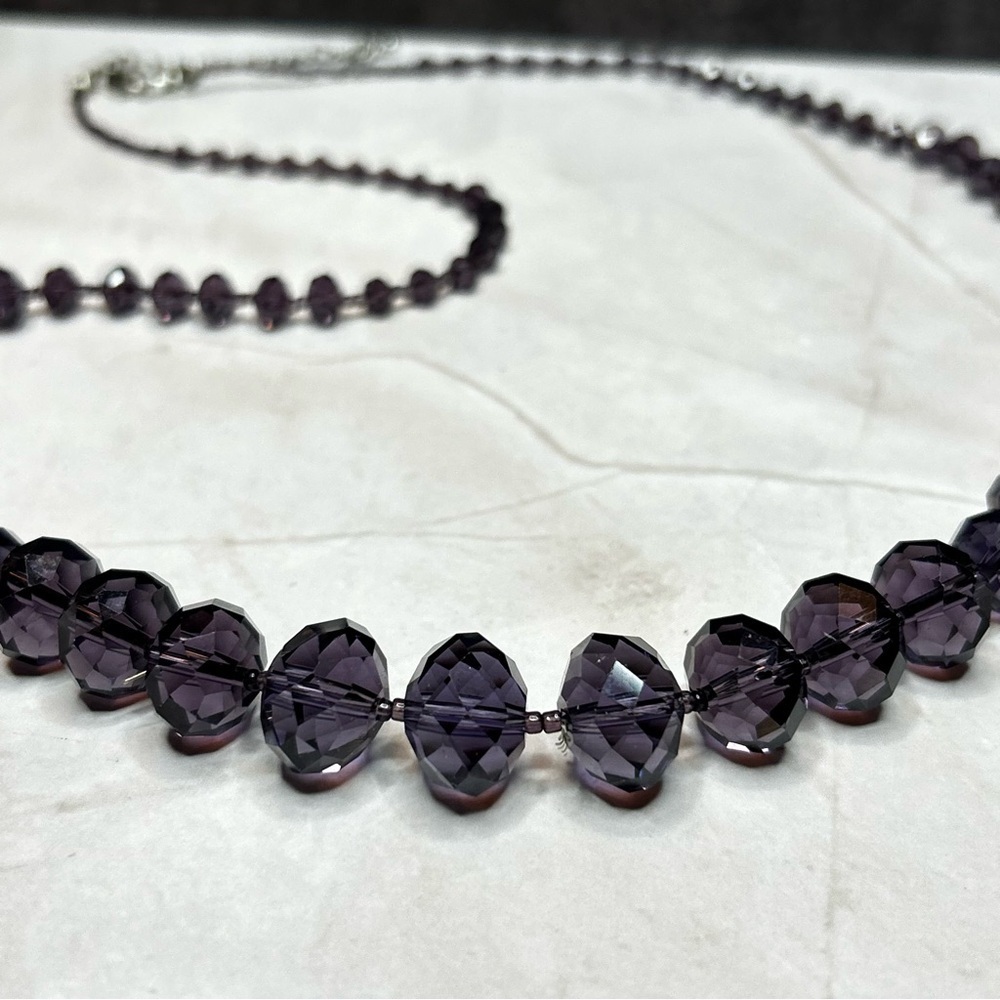 Bold Purple Faceted Beads Beaded Necklace - Picture 3 of 4